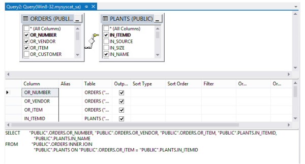 Selecting columns in the Diagram pane