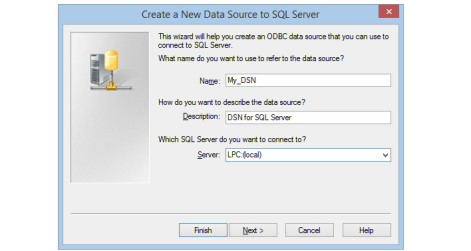 Specifying LPC:(local) as the server for a DSN Specifying LPC:(local) as the server for a DSN